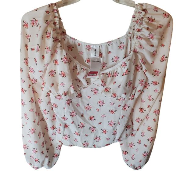 Abound Cream/Pink Floral Off Shoulder Blouse, NWT, Large - Picture 1 of 6